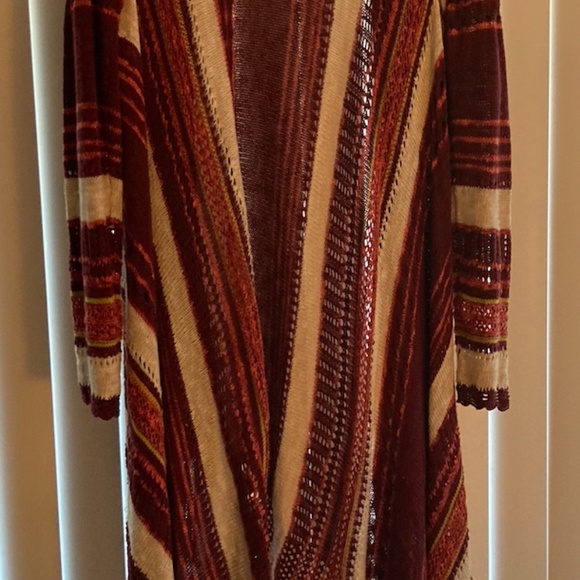 Crochet Style Fringed Sweater Coat - Picture 2 of 3